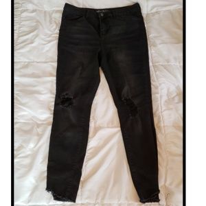 Distressed denim pants